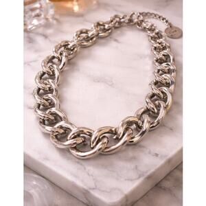 J.Crew Chunky Chain Necklace Silver Tone Statement Link Necklace